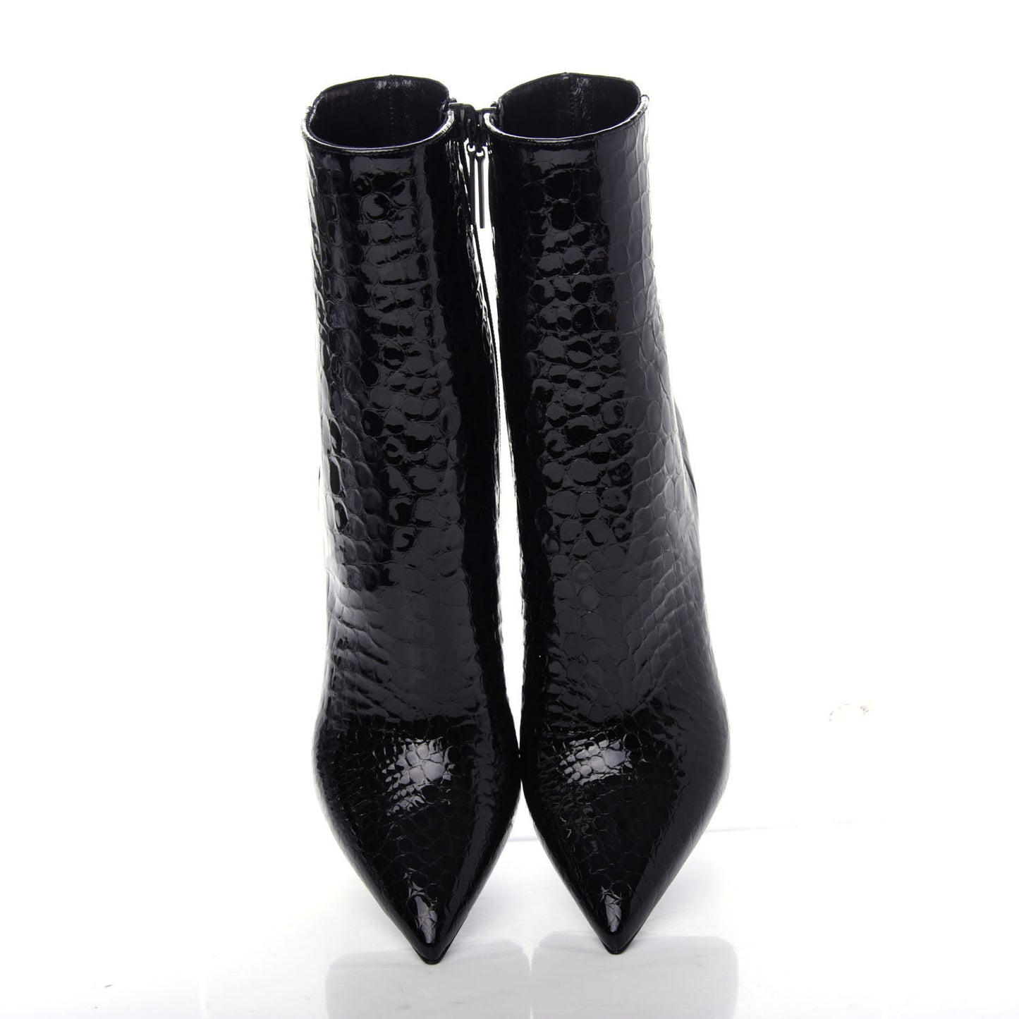 Alligator Embossed Patent Calfskin Opyum 110 Ankle Boots 39 Black