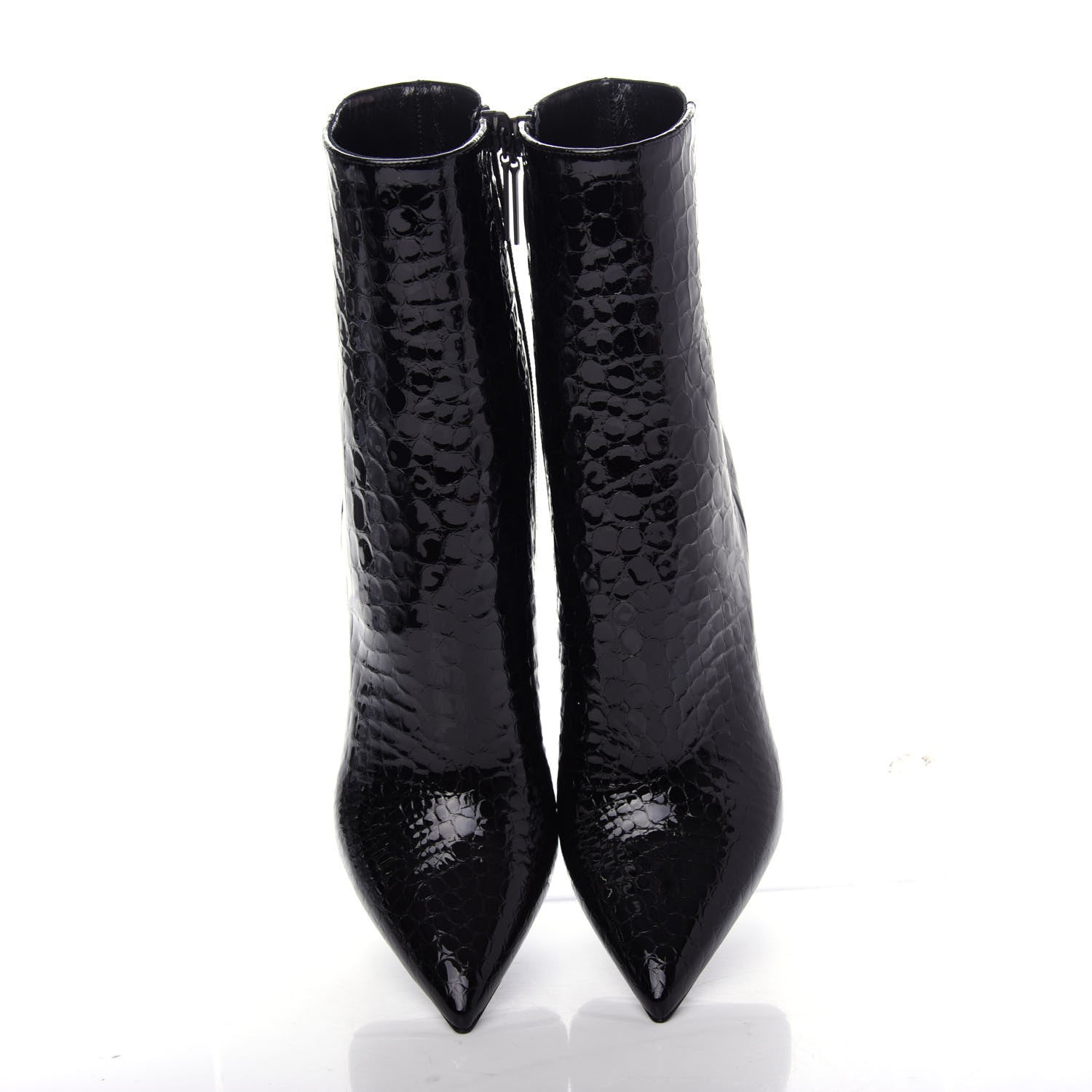 Saint Laurent Alligator Embossed Patent Calfskin Opyum 110 Ankle Boots 39 Black 5 of 10