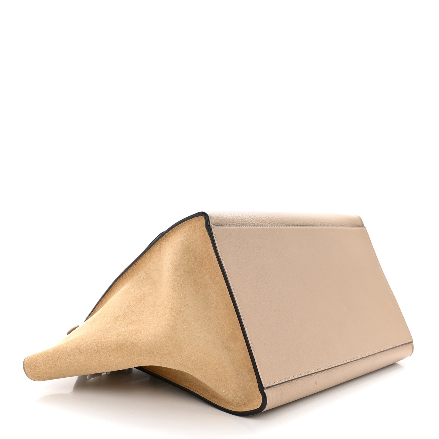 Drummed Calfskin Suede Small Trapeze Dune