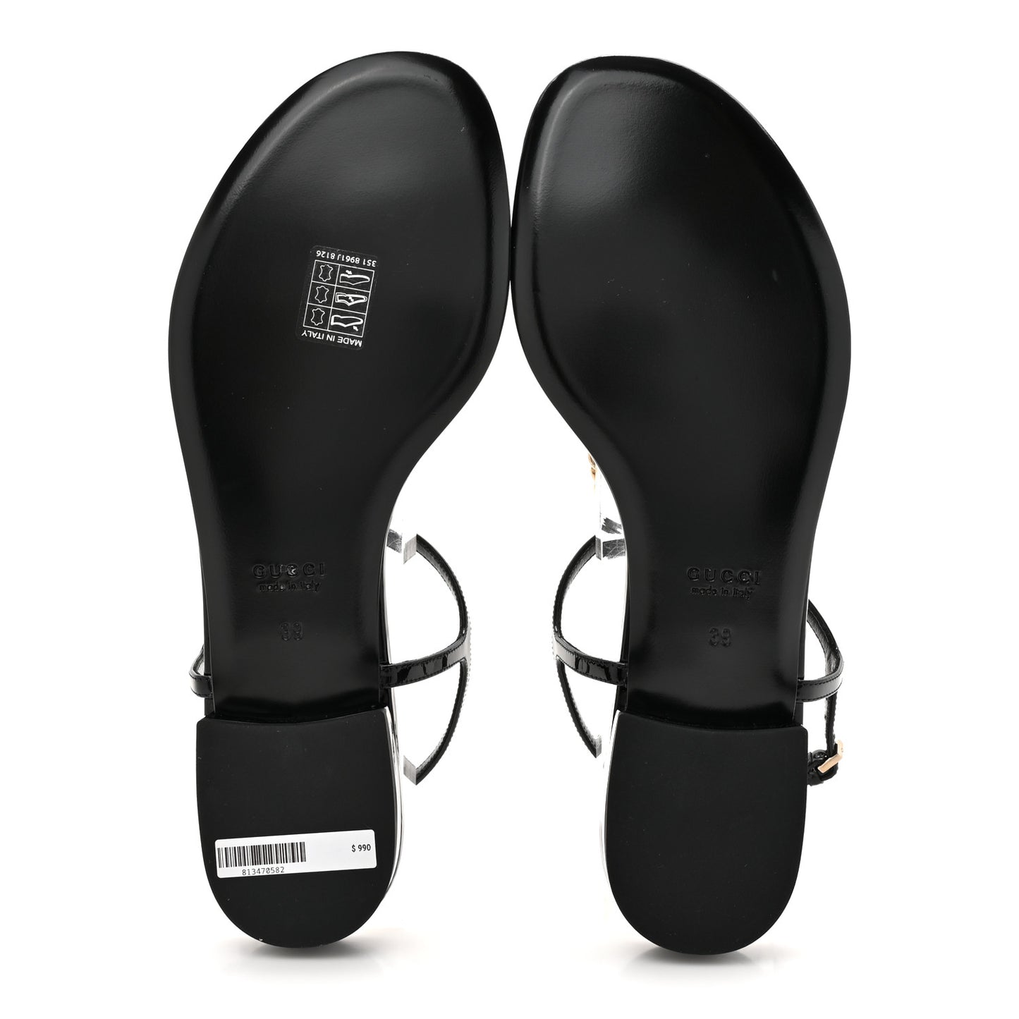 Patent Signoria Thong Sandals 39 Black