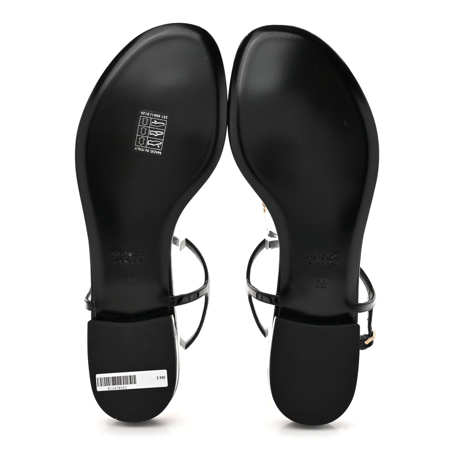 Gucci Patent Signoria Thong Sandals 39 Black 6 of 11