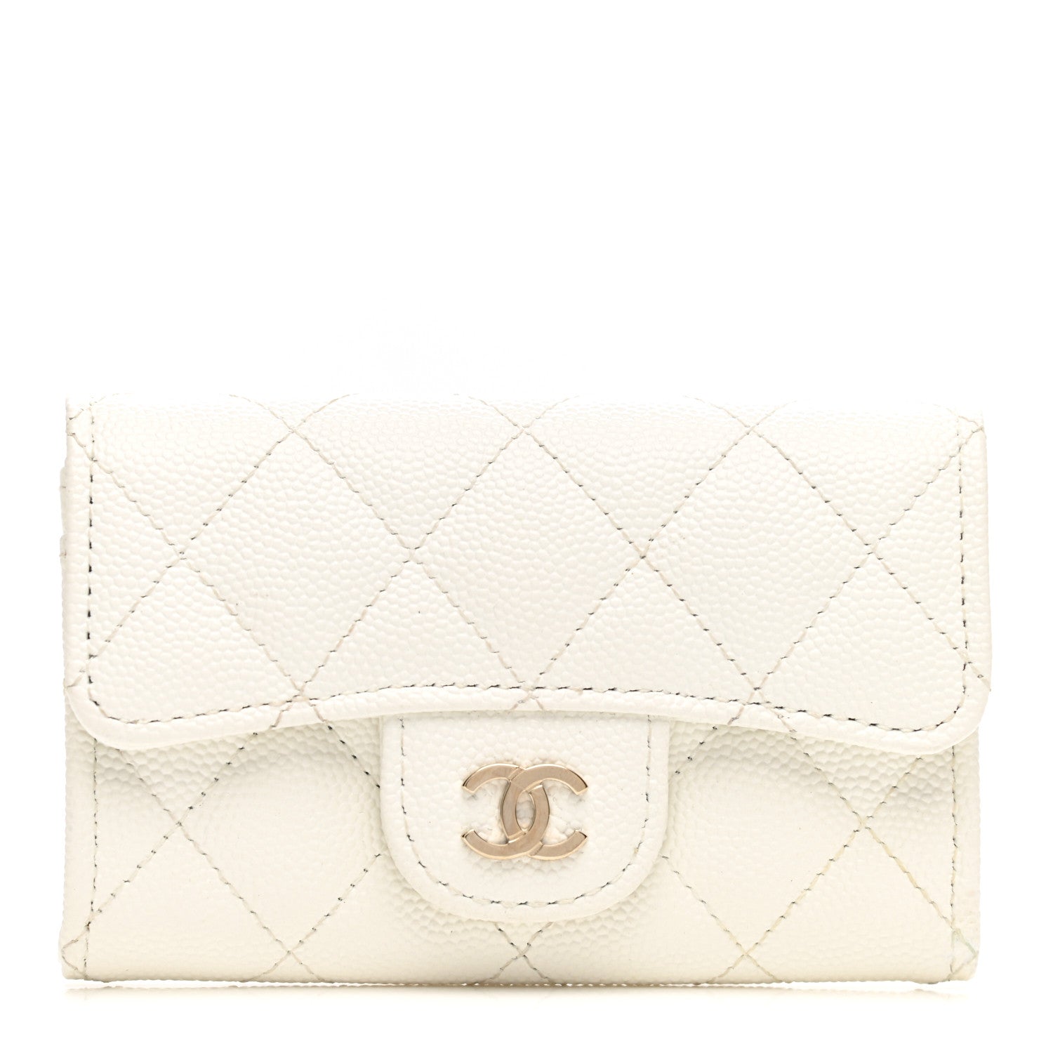 Chanel Caviar Quilted Flap Card Holder Wallet White 1 of 8