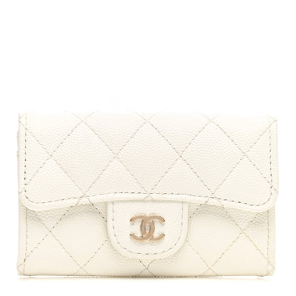 Chanel Caviar Quilted Flap Card Holder Wallet White 1 of 8