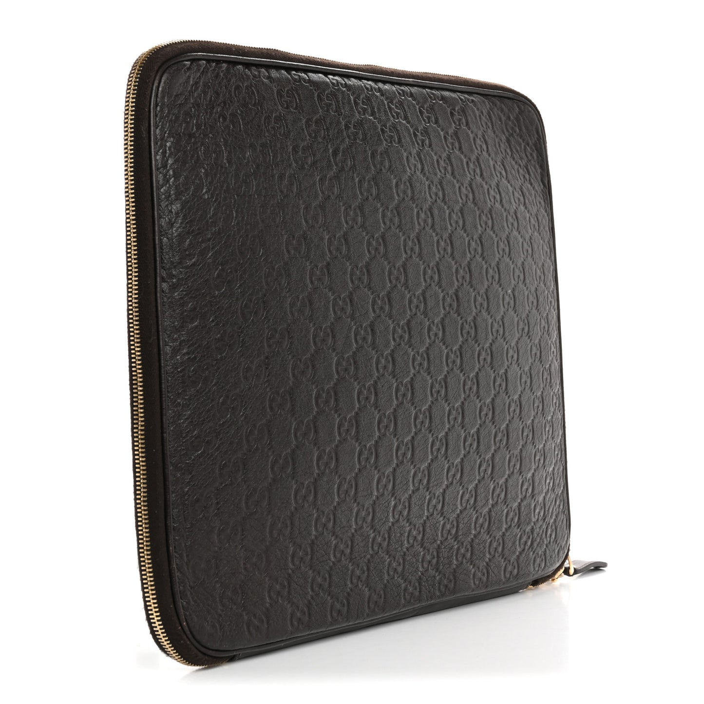 Guccissima Zip Around Laptop Case Dark Brown