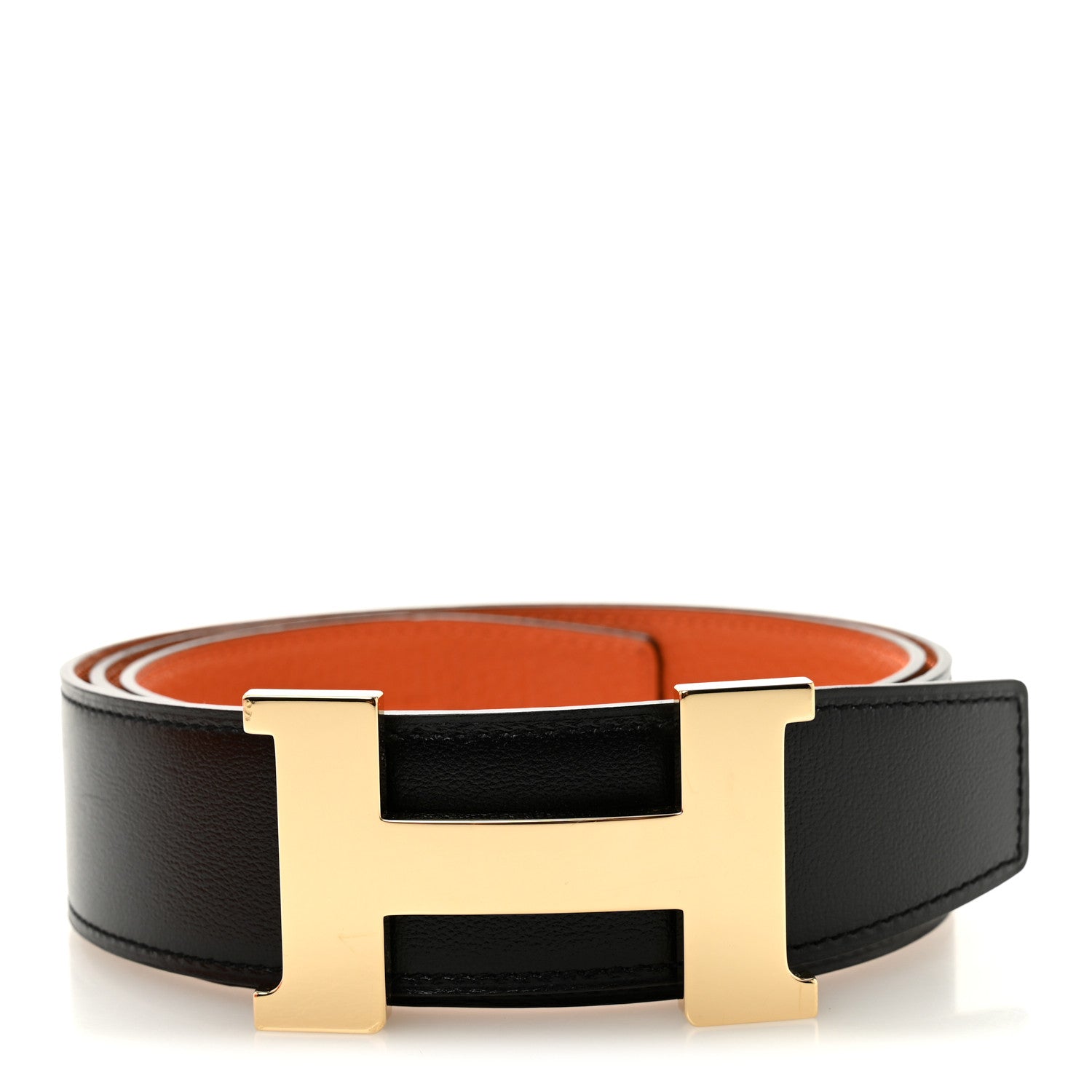 Hermes Box Togo 38mm Constance H Belt 95 38 Black Orange 1 of 7