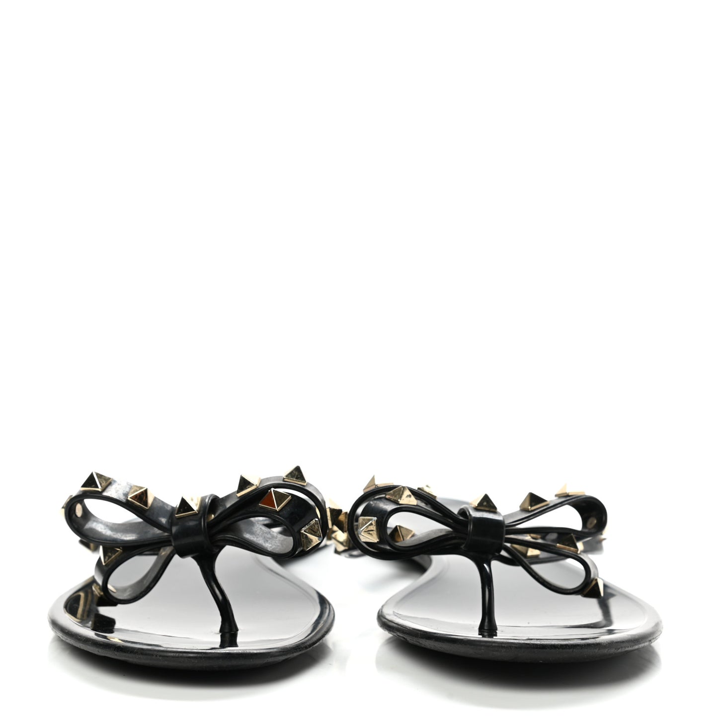 PVC Jelly Rockstud Bow Thong Sandals 40 Black