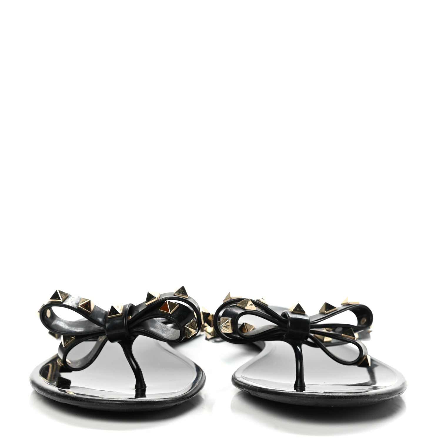 Valentino Garavani PVC Jelly Rockstud Bow Thong Sandals 40 Black 2 of 11