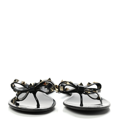 Valentino Garavani PVC Jelly Rockstud Bow Thong Sandals 40 Black 2 of 11