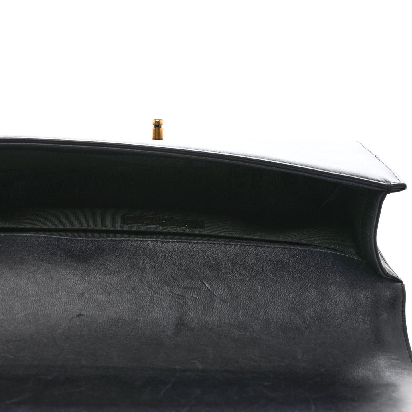 Lambskin Quilted Boy Flap Clutch Black