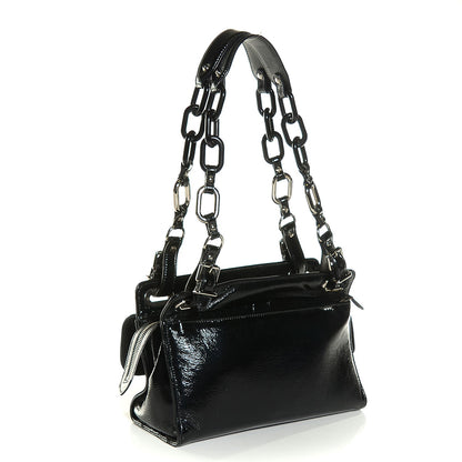 Balenciaga Patent Leather Stingray Cherche Midi Chain Shoulder Bag Black 3 of 9