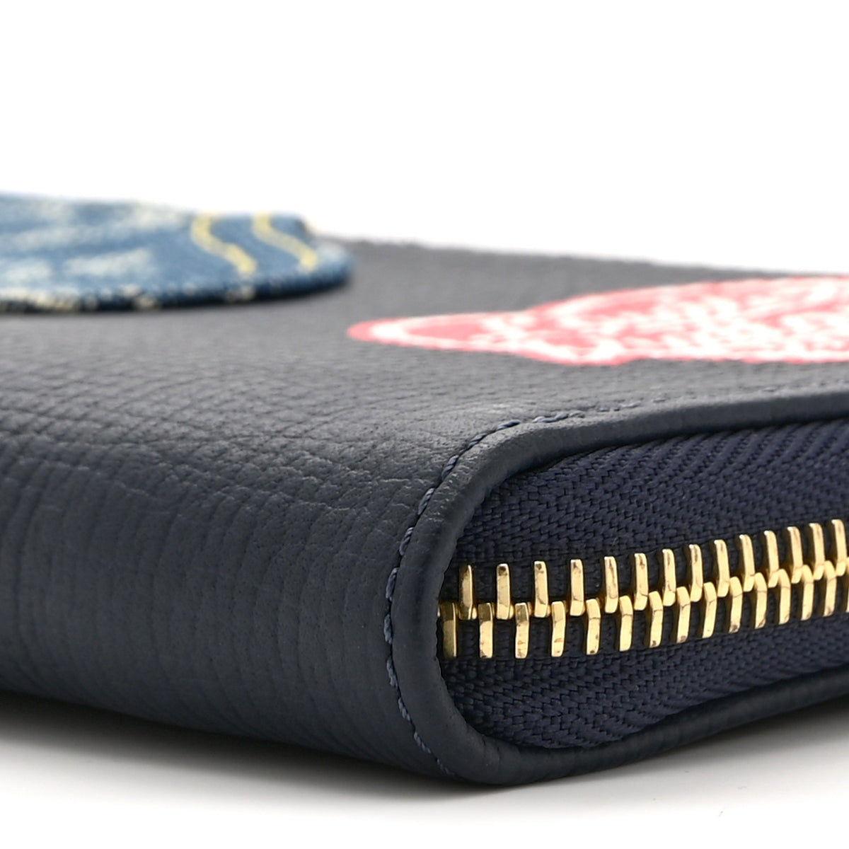 Louis Vuitton X NIGO Taurillon Monogram Denim Drip Zippy Vertical Wallet Blue 9 of 11