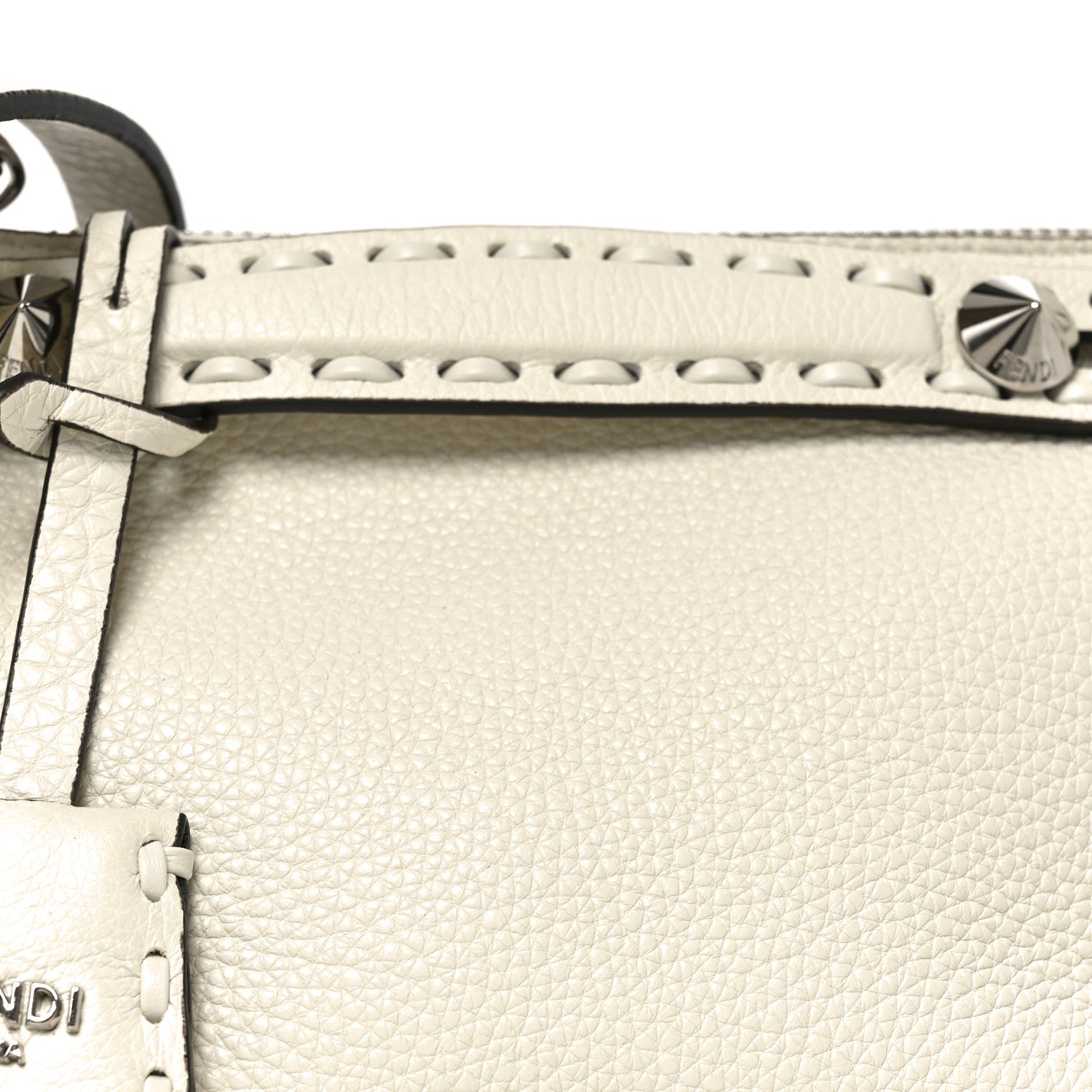Fendi Cuoio Romano Selleria Sintetica Tape Stitch Mini By The Way Boston Bag White 6 of 8