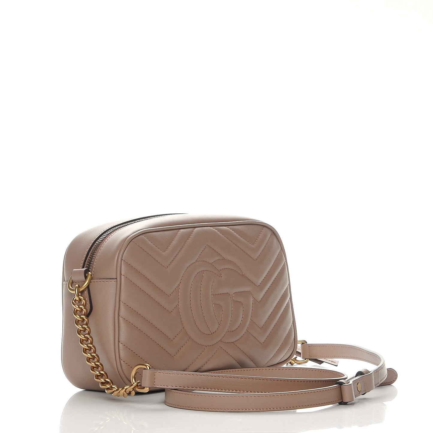 Calfskin Matelasse Small GG Marmont Chain Shoulder Bag Porcelain Rose