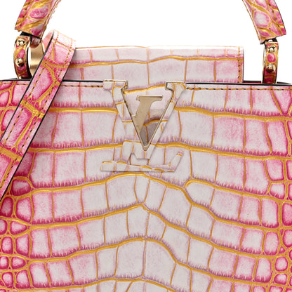 Louis Vuitton Crocodile Mini Capucines Sahara Rose 7 of 9