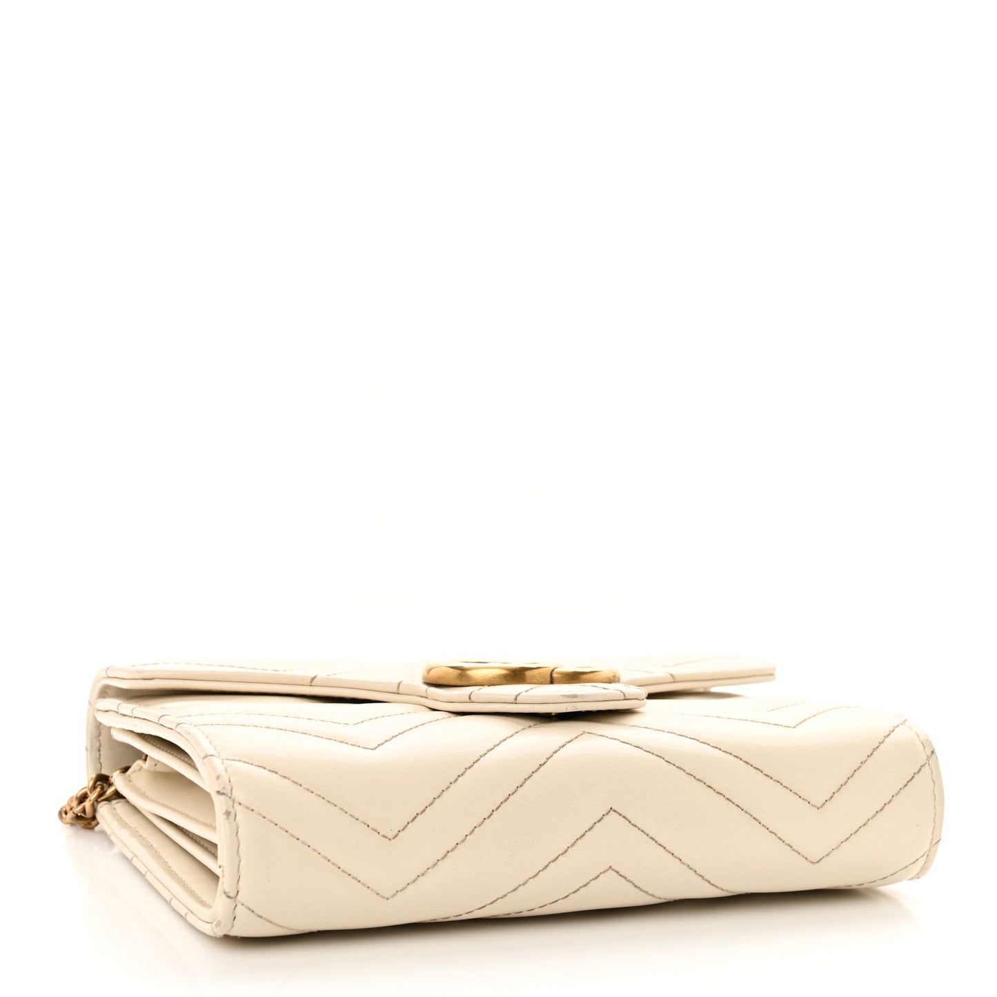 Calfskin Matelasse GG Marmont Chain Wallet Mystic White