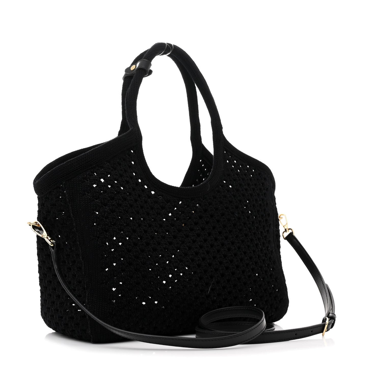 Cotton Mesh Ivy Tote Black White