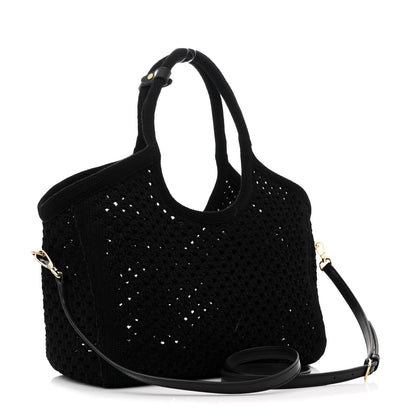 Miu Miu Cotton Mesh Ivy Tote Black White 4 of 11