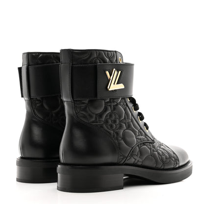 Louis Vuitton Calfskin Embossed Wonderland Ranger Boots 37 Black 4 of 8