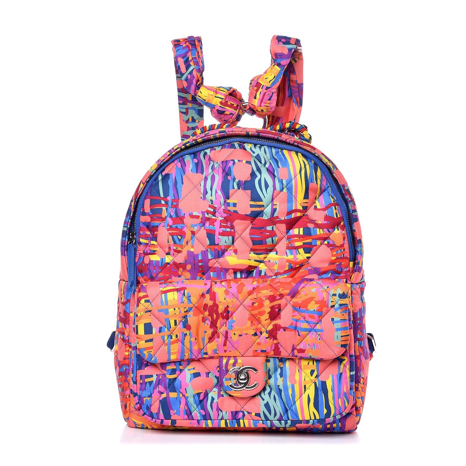 Chanel Foulard Fabric Quilted Printed Backpack Pink 1 of 8