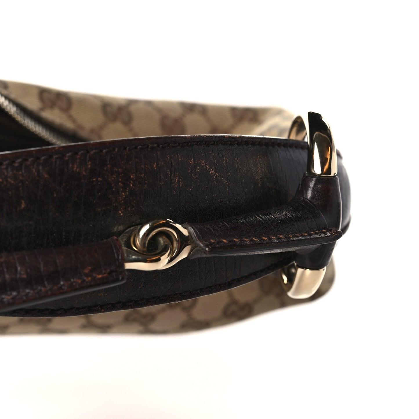 Monogram Medium Horsebit Chain Hobo Dark Brown