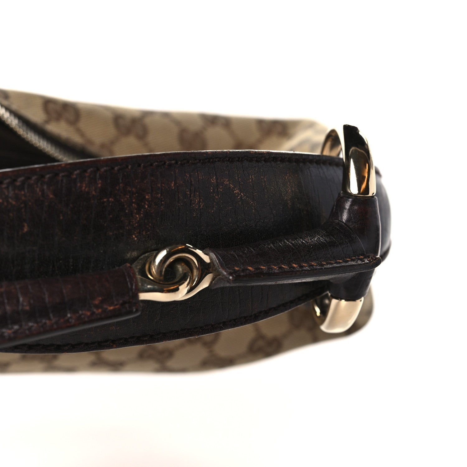 Gucci Monogram Medium Horsebit Chain Hobo Dark Brown 10 of 11