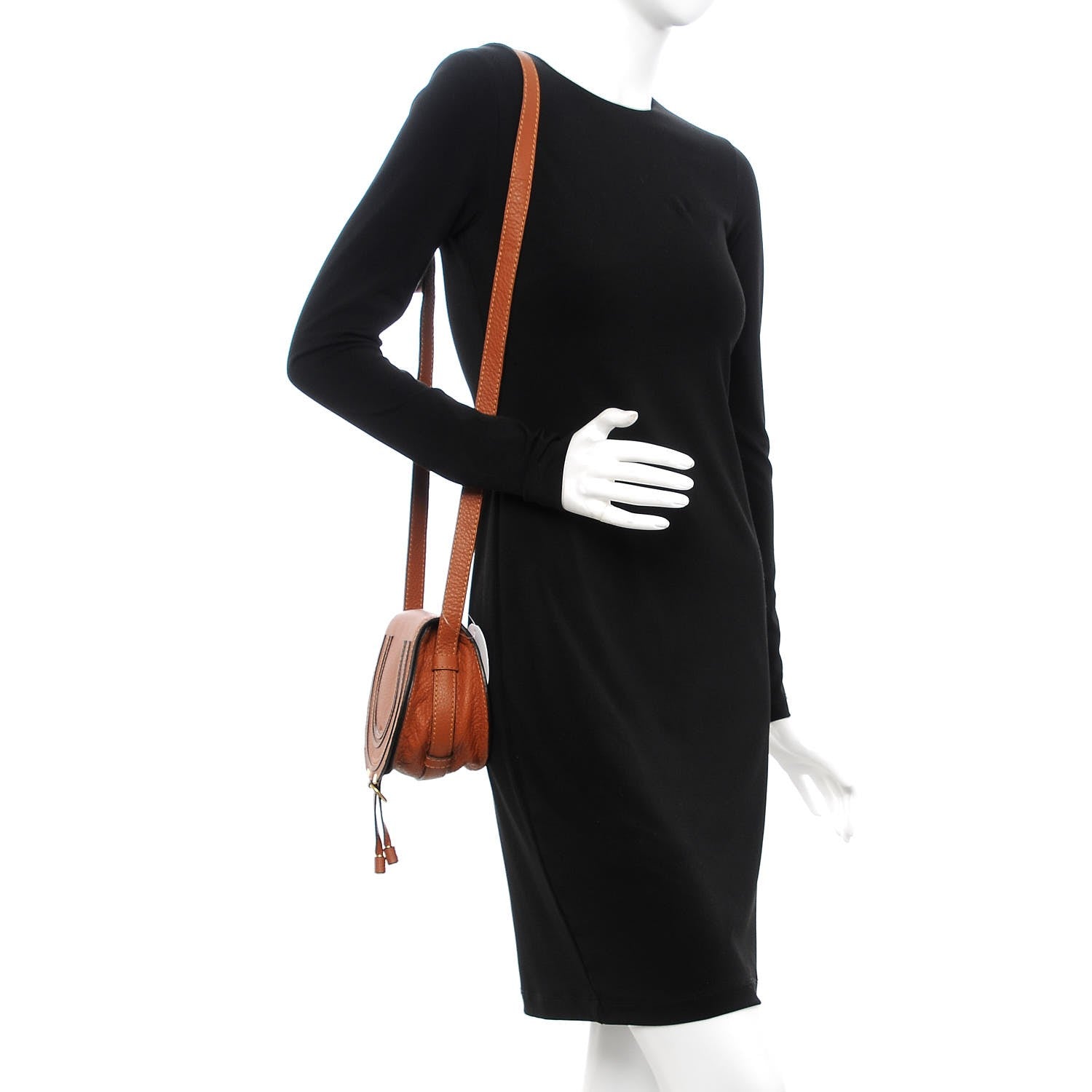 Chloe Calfskin Mini Marcie Round Crossbody Bag Tan 2 of 8