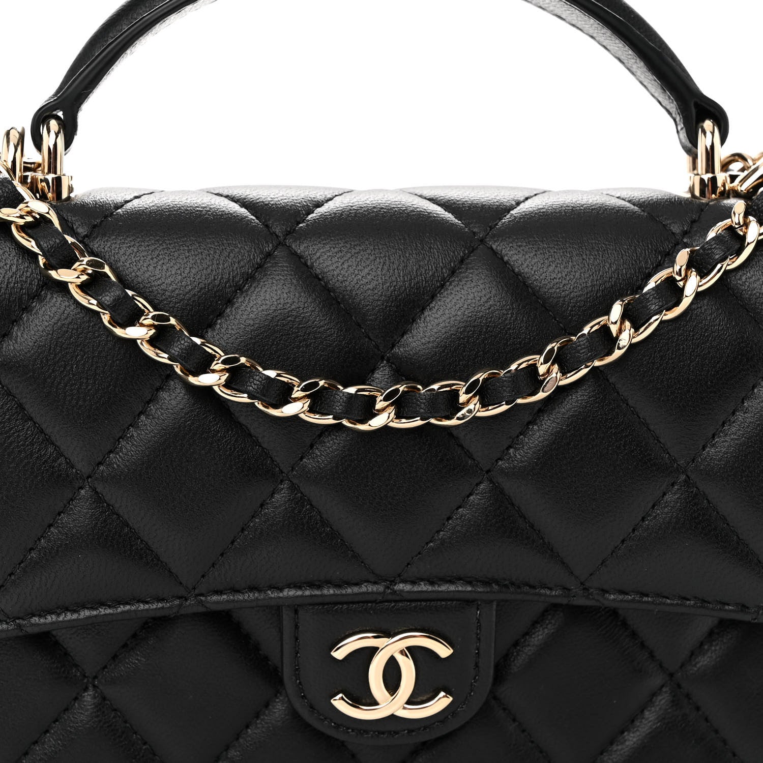 Chanel Lambskin Quilted Flap Phone Holder With Chain Black 9 of 11
