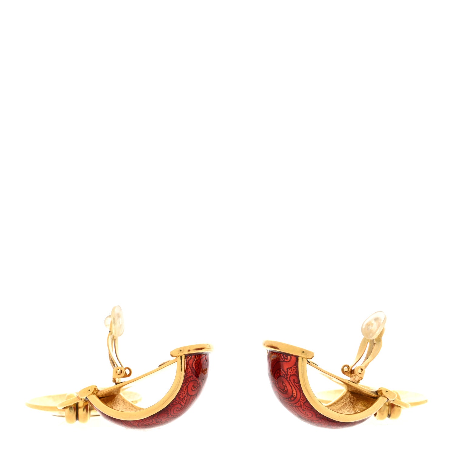 Saint Laurent Metal Demi Creole Et Cercle Clip On Earrings Or Laiton Vielli 3 of 5