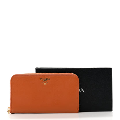 Prada Saffiano Metal Zip Around Wallet Papaya Fuoco 5 of 8