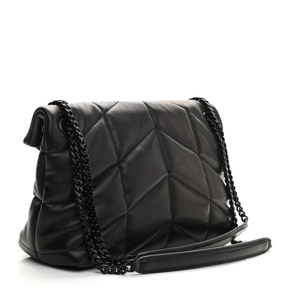 Saint Laurent Lambskin Quilted Small Loulou Puffer Monogram Chain Satchel Black 2 of 9