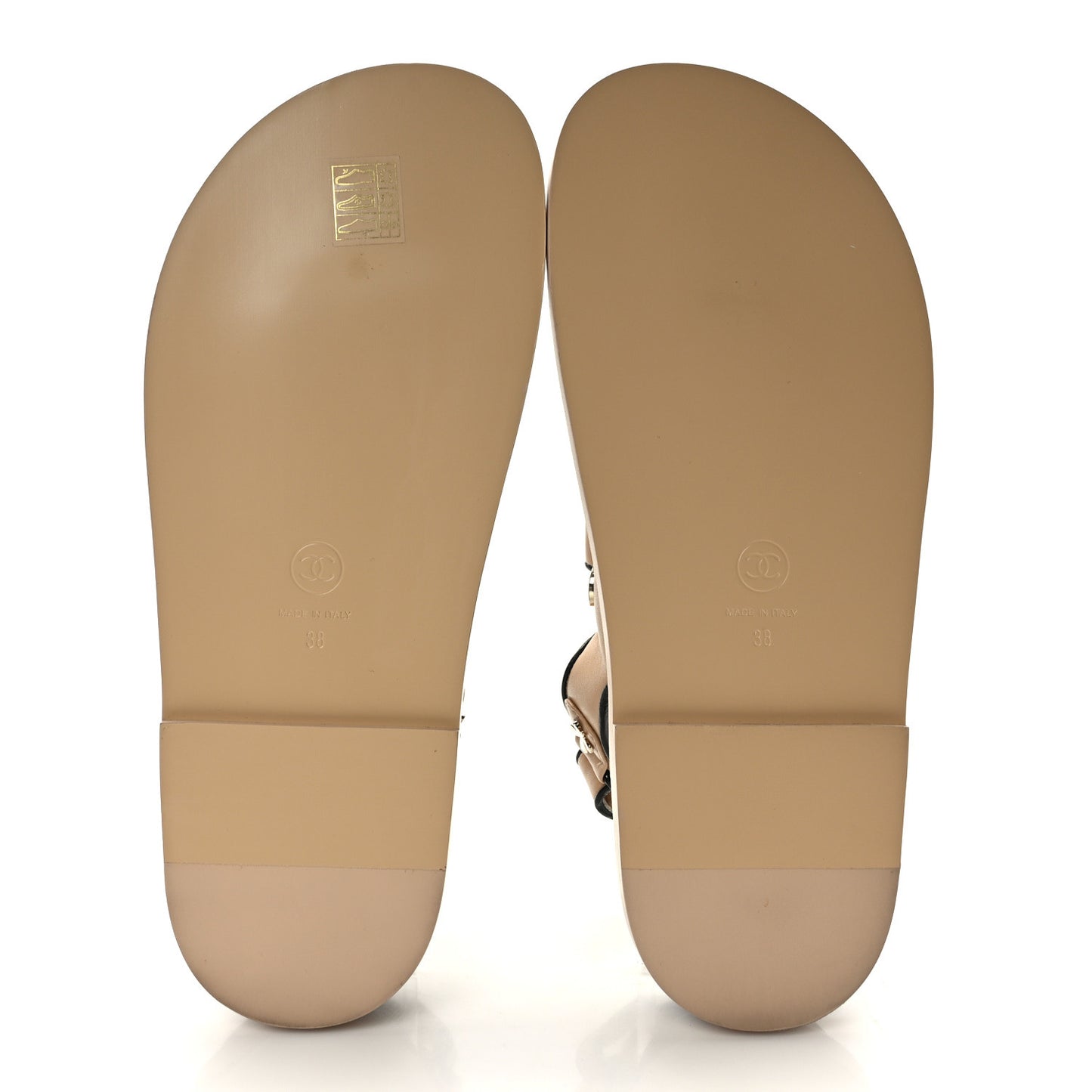 Lambskin Velcro Dad Slide Sandals 38 Beige Black