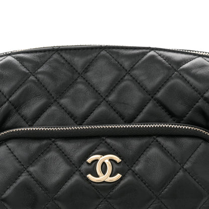 Chanel Shiny Crumpled Lambskin Quilted Medium Preppy Pocket Camera Case Black 8 of 12