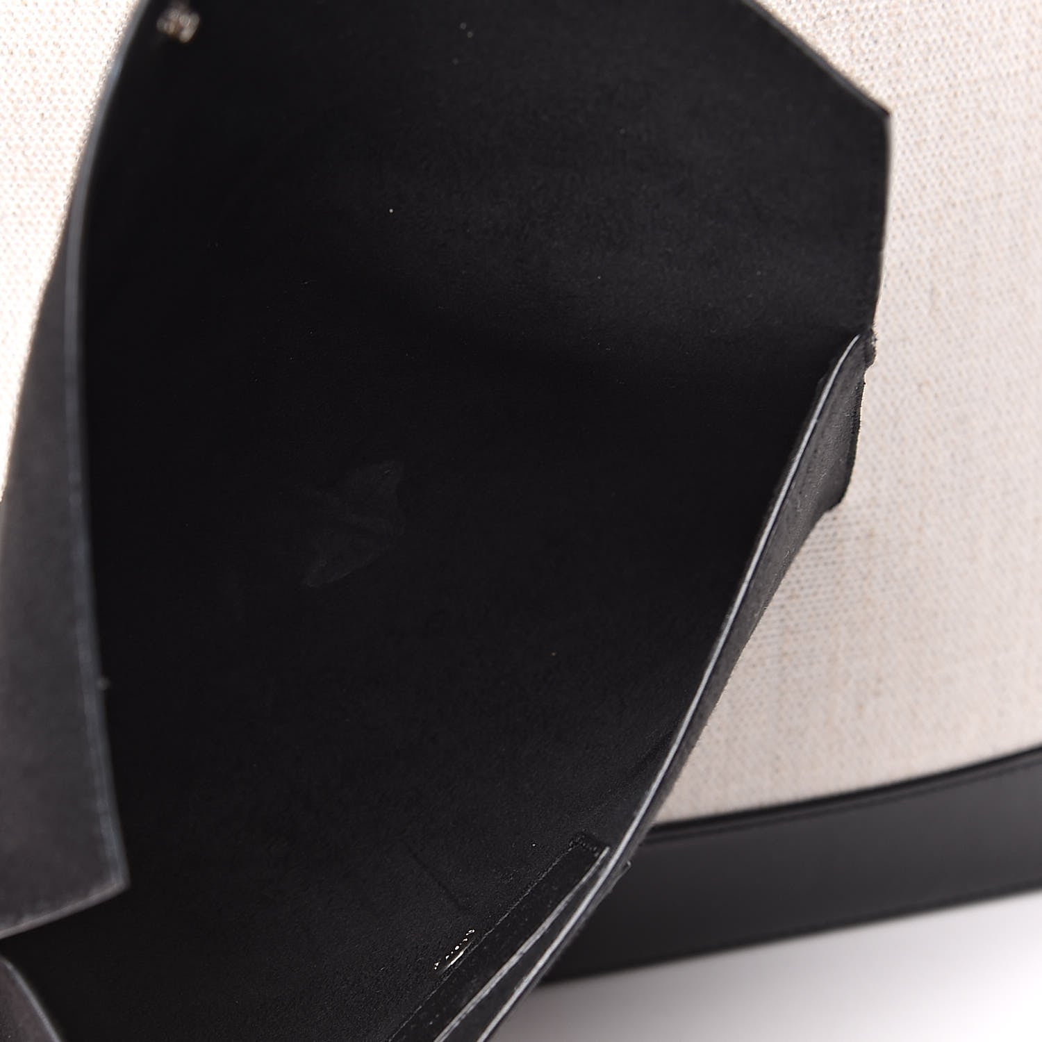 Saint Laurent Canvas Calfskin Teddy Drawstring Shopping Tote White Black 10 of 13