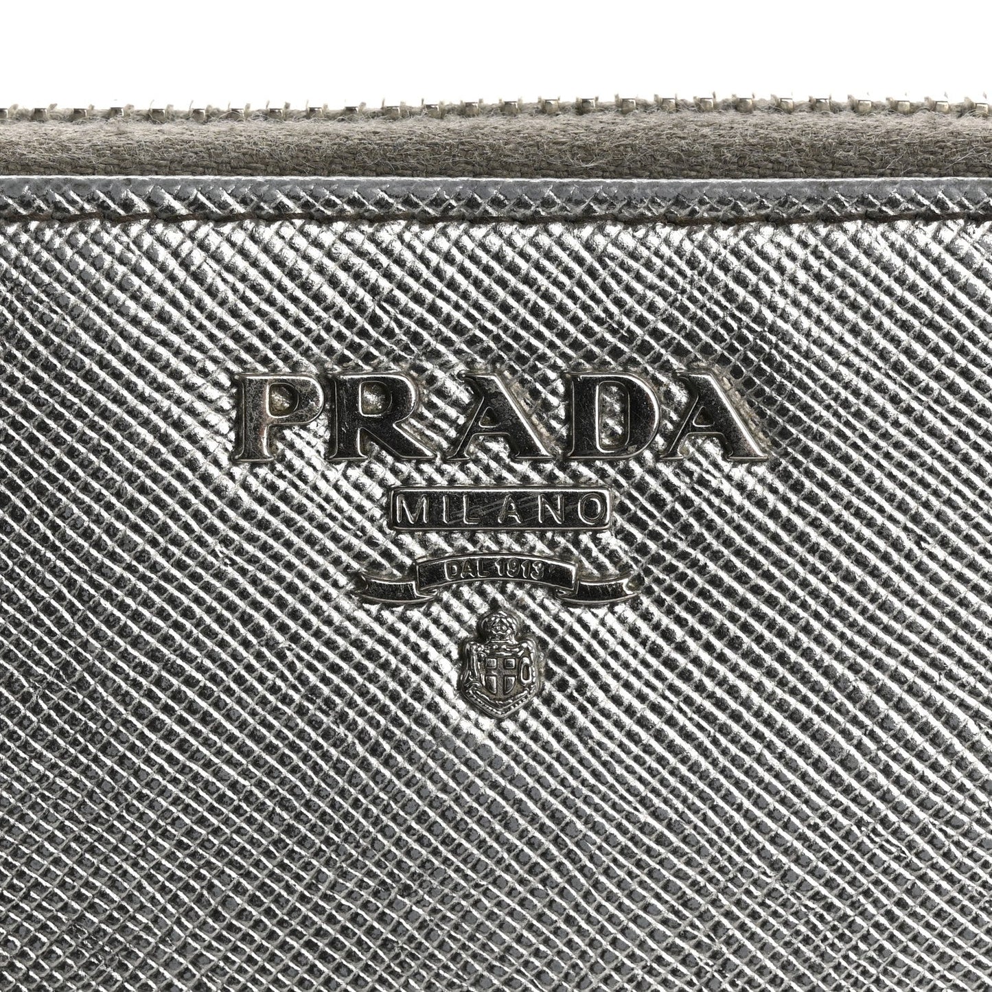 Saffiano Metal Zip Around Wallet Argento