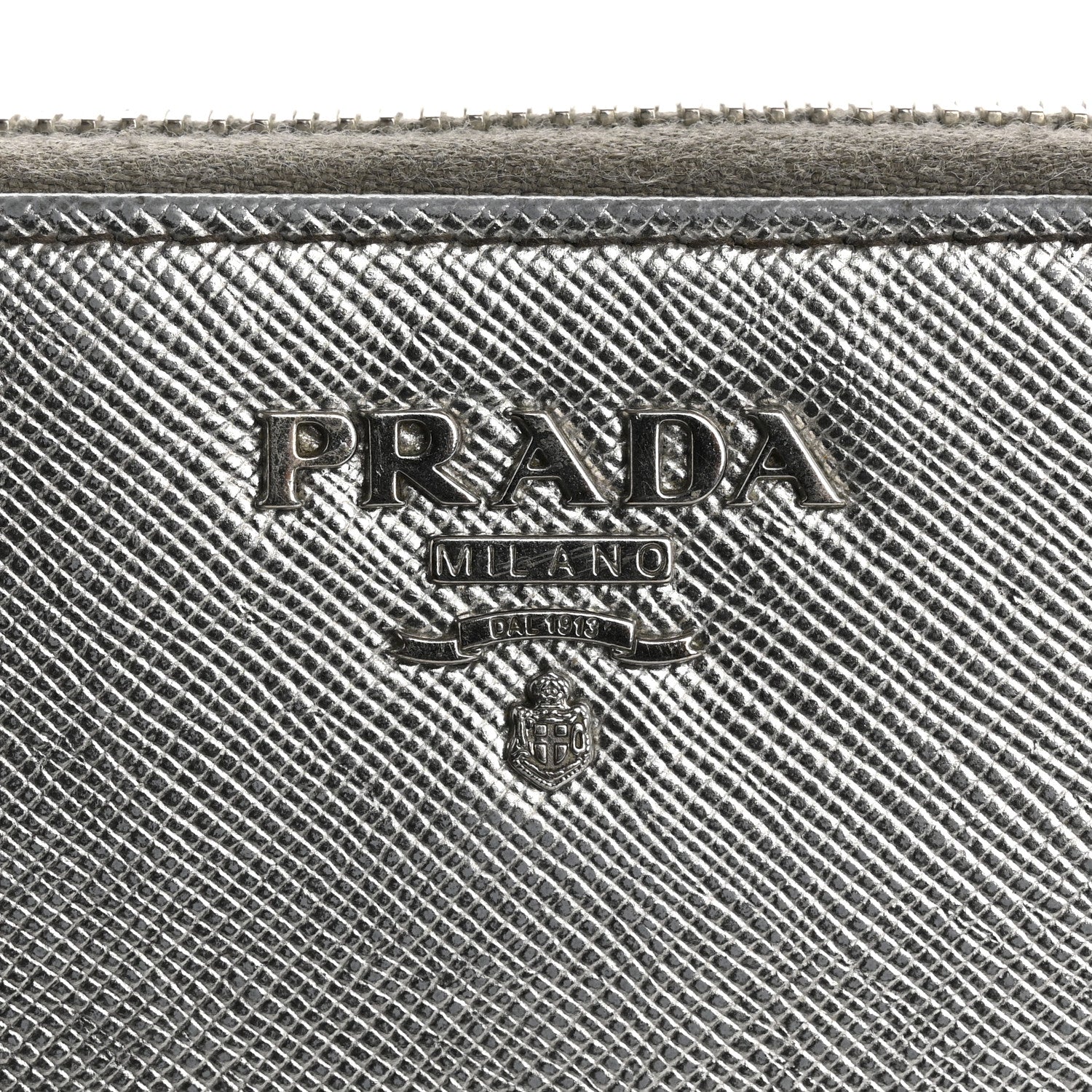 Prada Saffiano Metal Zip Around Wallet Argento 9 of 18