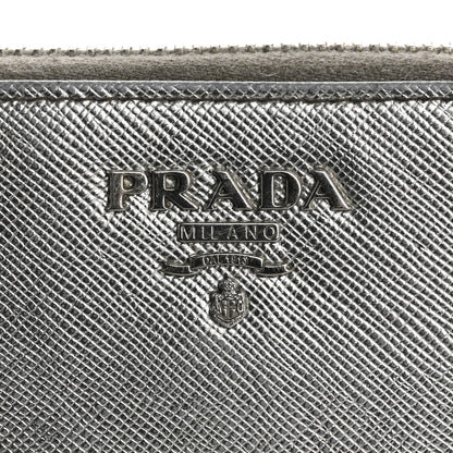 Prada Saffiano Metal Zip Around Wallet Argento 9 of 18