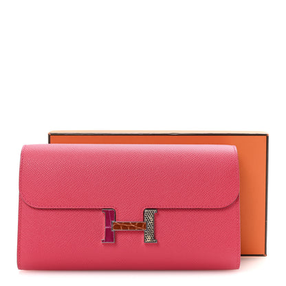 Hermes Epsom Alligator Lizard Constance Wallet To Go Rose Extreme 19 of 19
