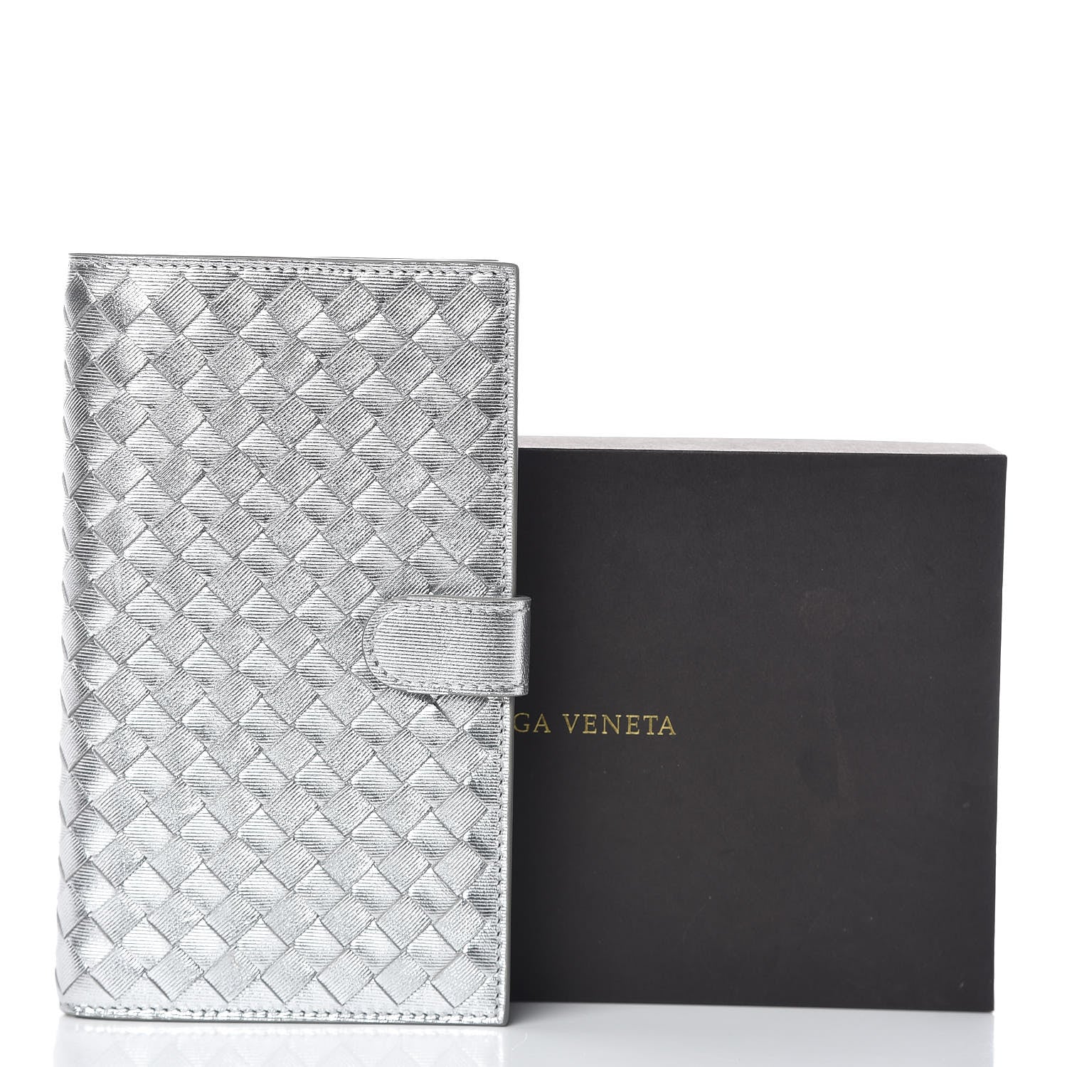 Bottega Veneta Metallic Grosgrain Intrecciato Continental Wallet Silver 12 of 12