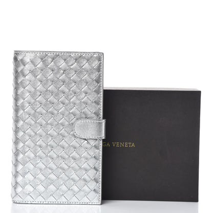 Bottega Veneta Metallic Grosgrain Intrecciato Continental Wallet Silver 12 of 12