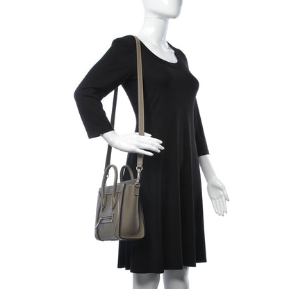 Celine Drummed Calfskin Nano Luggage Souris 2 of 7