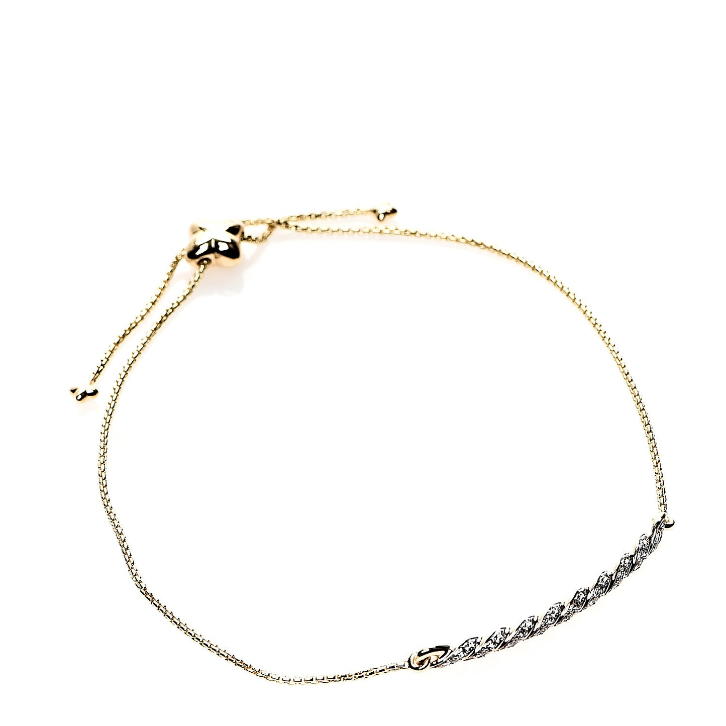 18K Yellow Gold Diamond Paveflex Station Bracelet