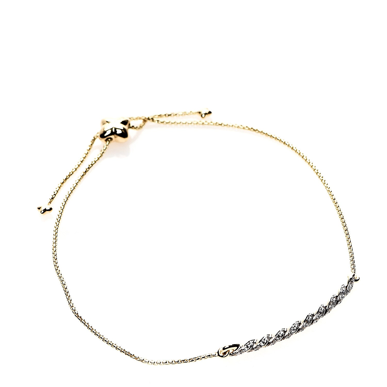 David Yurman 18K Yellow Gold Diamond Paveflex Station Bracelet 1 of 3