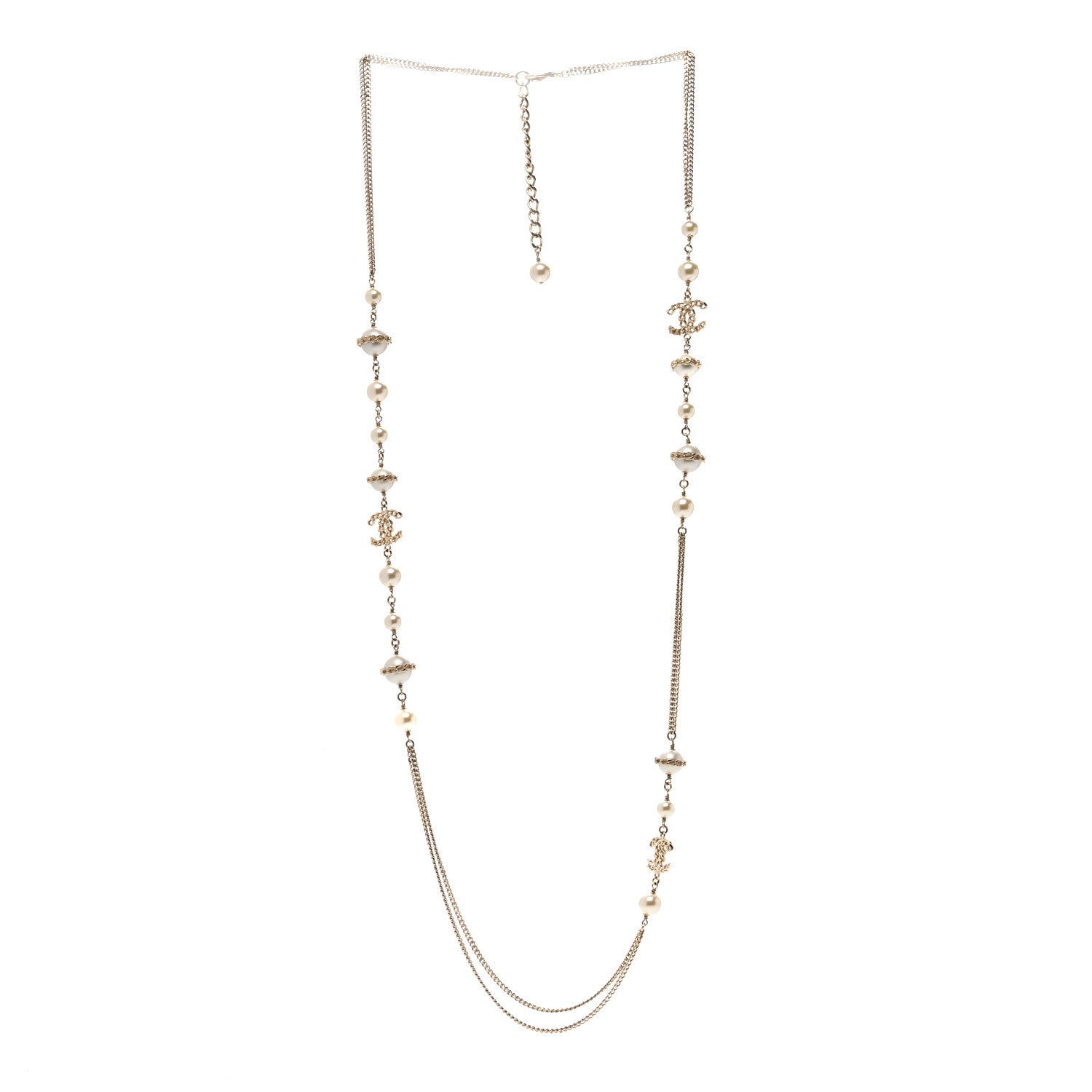 Chanel Pearl Chain CC Multi Strand Necklace Gold 3 of 5