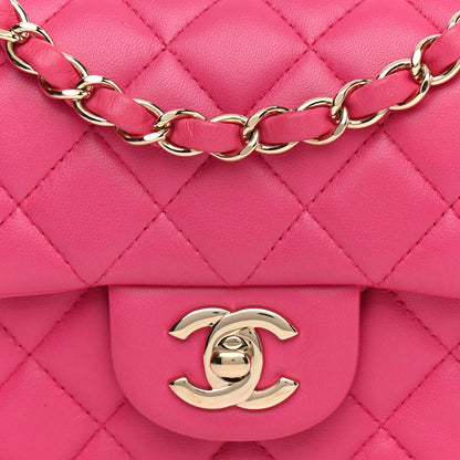 Chanel Lambskin Quilted Mini Rectangular Flap Fuchsia 13 of 22