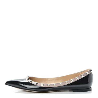 Valentino Garavani Patent Rockstud Ballerina Flats 41 Black Poudre 1 of 19