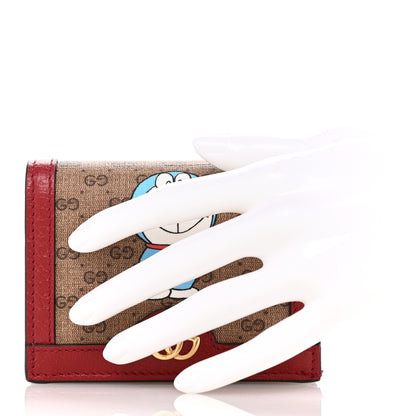 Gucci X DORAEMON Mini Vintage GG Supreme Monogram Card Case Wallet Beige Cherry Red 2 of 8