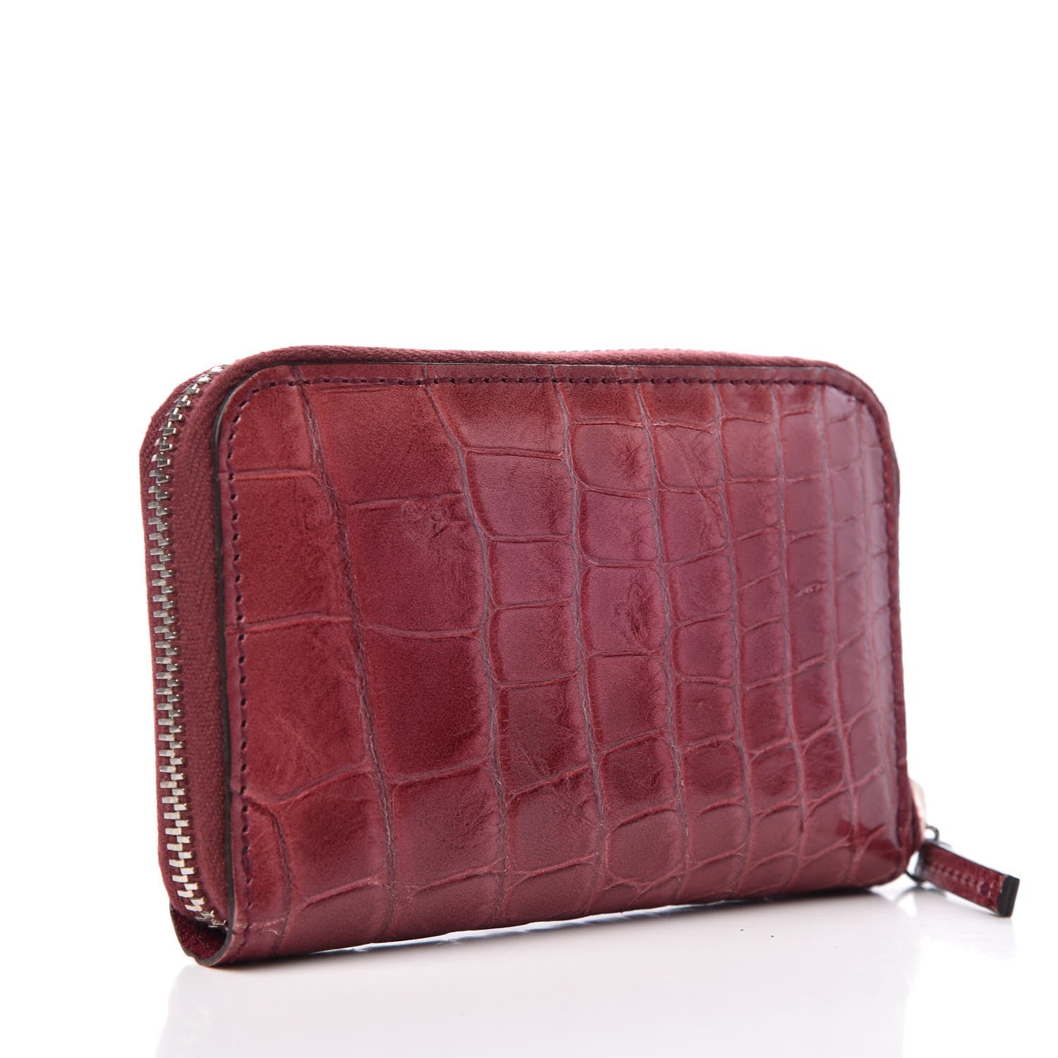 Gucci Crocodile Zip Around Card Case Cherry Gloss 3 of 8