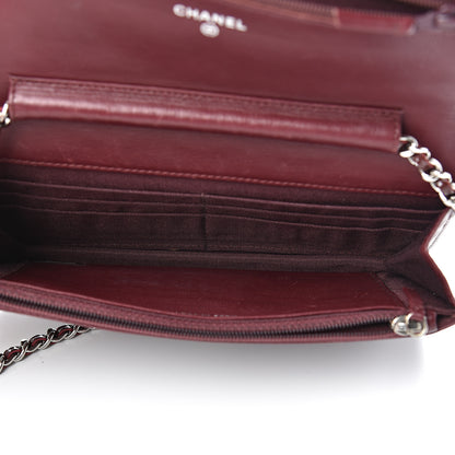 Chanel Patent Quilted Wallet On Chain WOC Burgundy 4 of 16