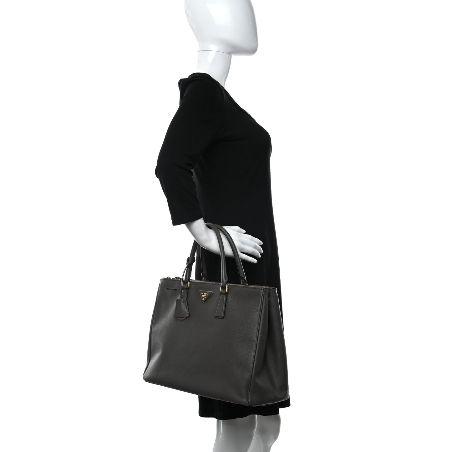 Saffiano Lux Large Galleria Double Zip Tote Grafite