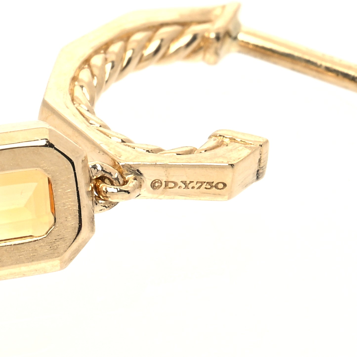 18K Yellow Gold Citrine Novella Hoop Drop Earrings